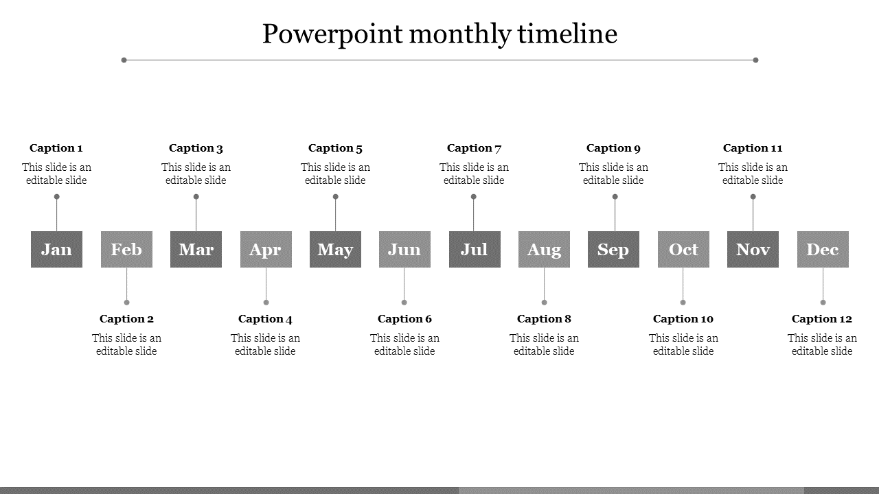 powerpoint monthly timeline-Gray